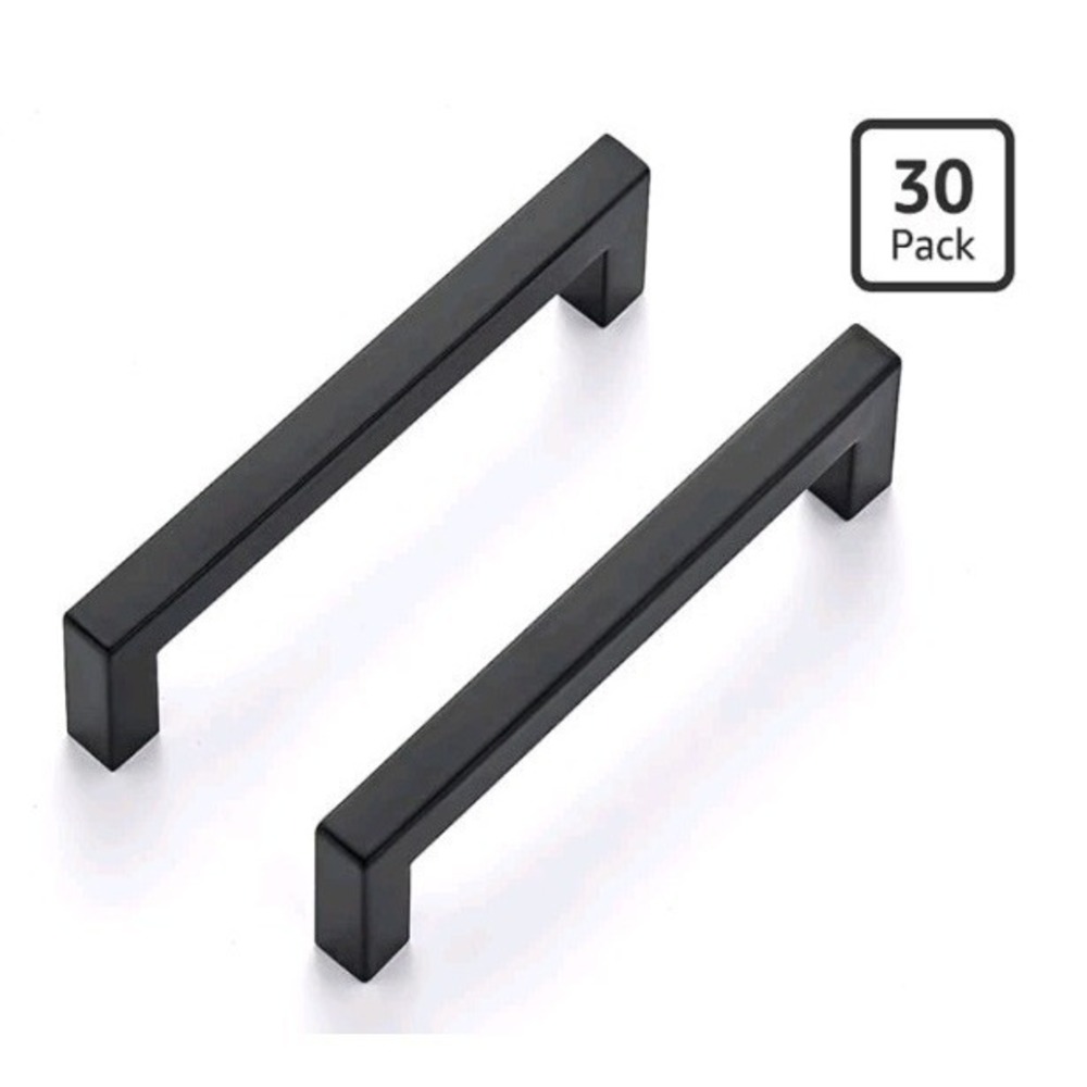 Ravinte 30 Pack Solid 5 Inch Kitchen Square Cabinet Handles Matte Black Pulls